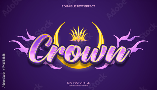 decorative crown editable text effect design
