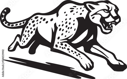 Dynamic illustration of a cheetah in full sprint capturing speed and agility