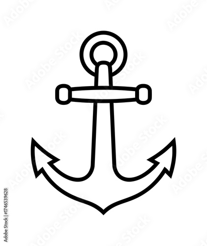 Simple anchor outline icon minimalist vector illustration for marine themes isolated on white background