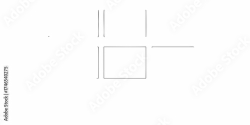 Abstract minimalist geometric composition with simple lines and a square on a white background