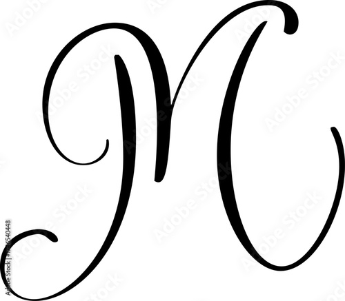 Hand drawn vector calligraphy letter M. Script capital font logo. flourish style brush Handwritten