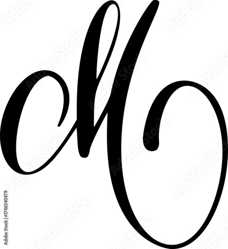 Vector calligraphy hand drawn letter M icon logo. Script style brush Handwritten font