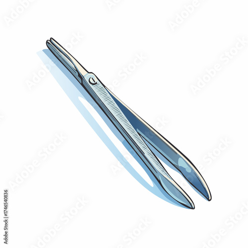 Illustrated medical forceps precision instrument on white background
