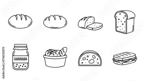 Variety of hand drawn bakery products and food items collection for artistic design vector