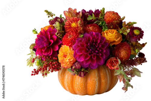 Wallpaper Mural Vibrant autumn floral arrangement in pumpkin flowers isolated on a transparent background Torontodigital.ca