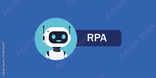 RPA Technology Illustration Automate Business Processes AI Robotics Software Solutions Efficiency Digital Transformation