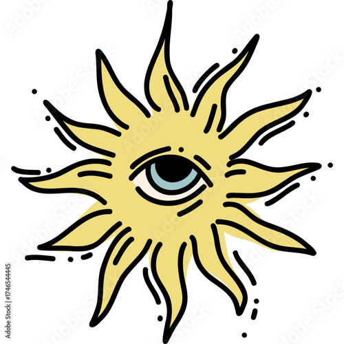 A Mystical Sun Symbol coupled with an Eye Illustration design