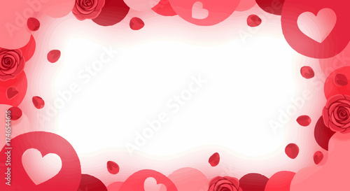 Romantic Valentine's Day Frame with Hearts and Roses