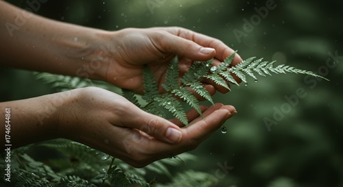 Hands cradling a fern, showcasing nature's delicate beauty