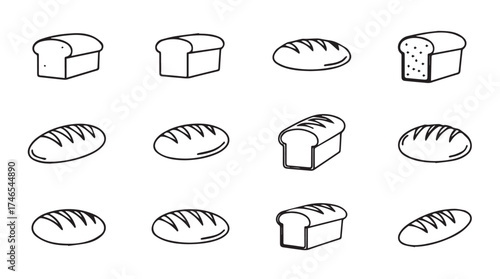 Diverse loaf bread collection sketch style hand drawn bakery food icons for commercial use vector