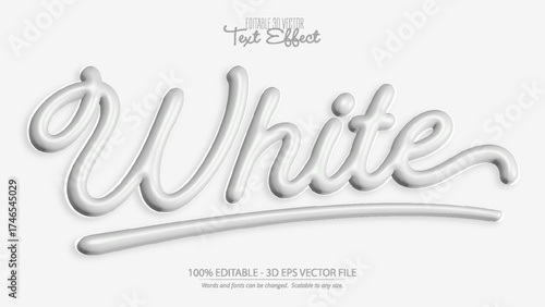 White text effect editable 3d script style design for creative typography and modern graphic projects