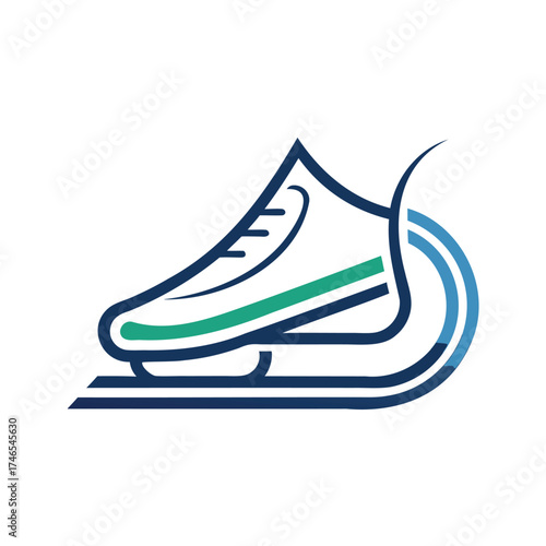 Stylized ice skate with swooshing lines