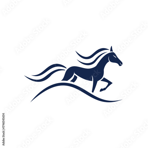 Elegant silhouette of a galloping horse with flowing mane