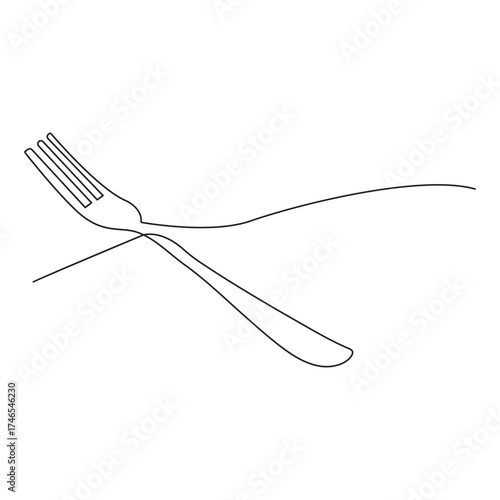 Continuous one line drawing of a knife, spoon, and fork, line art. simple drawing. vector.