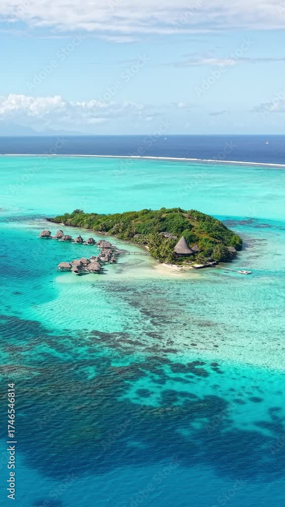 custom made wallpaper toronto digitalVertical Drone Shot of Abandoned Tropical Resort and Island in Bora Bora Lagoon, French Polynesia