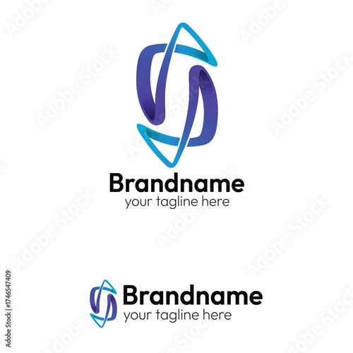 Abstract Infinity Loop Logo: Intertwined Dynamic Ribbon Symbolizing Continuous Exchange, Connection, Innovation, and Digital Technology Vector Design