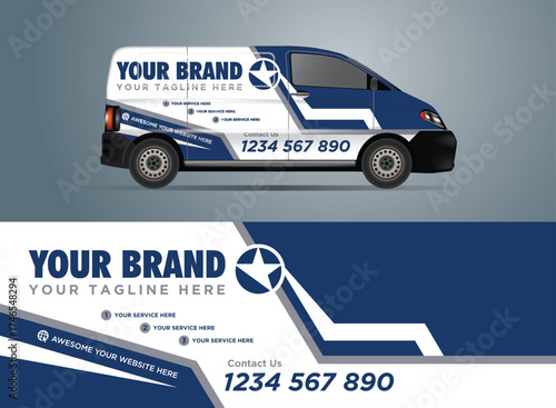 blue van car livery wrap design wrapping sticker and decal design for corporate company branding
