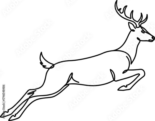 Leaping deer silhouette, wildlife motion illustration, graceful animal artwork, nature and freedom symbol, outdoor lifestyle graphic, hunting and forest icon