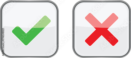 Green check success valid choice red cross failure incorrect option decision icon symbols approval denial right wrong