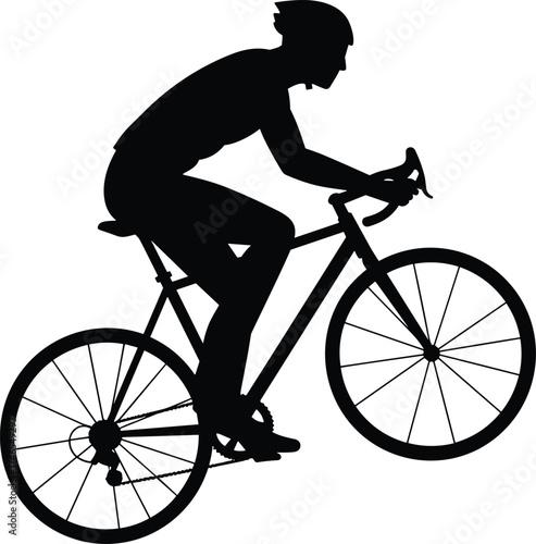 Cyclist on road bike silhouette, cycling sport illustration, fitness and endurance artwork, transportation design graphic, athletic lifestyle motion symbol