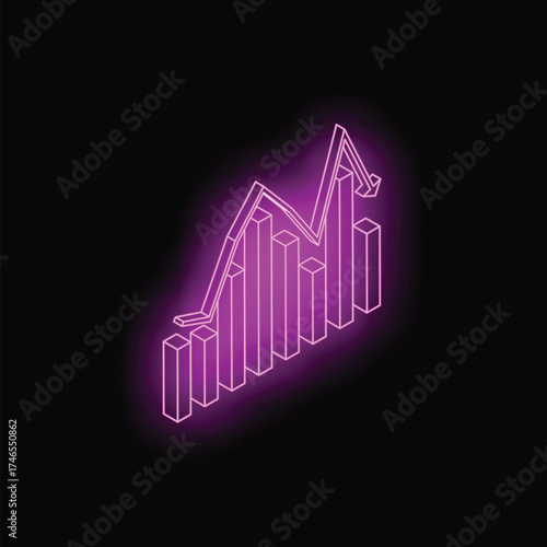 Neon pink glowing graph showing growth and subsequent sudden drop representing the instability of the market