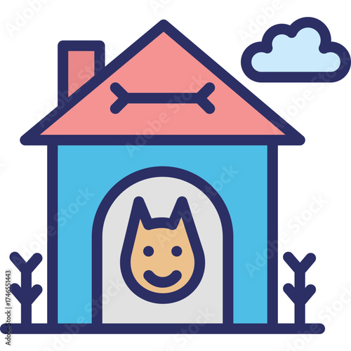 Dog House Icon – Pet Shelter Symbol, Canine Home, Animal Shelter Illustration