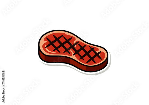 Juicy grilled steak icon featuring delicious char marks, perfect for food menus, barbecue themes, and culinary designs, evoking a savory and appetizing dining experience