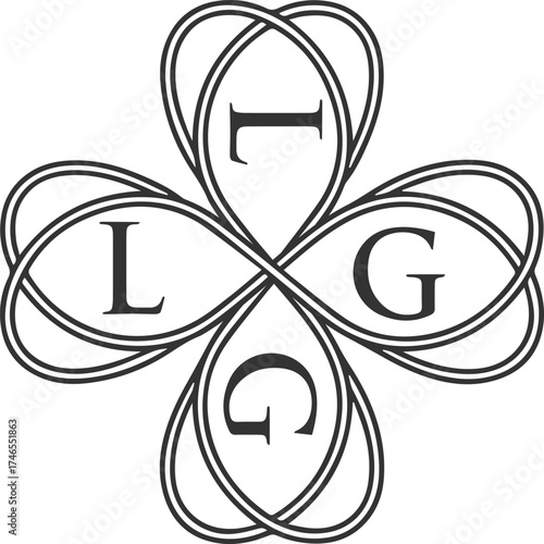 Elegant LG monogram logo vector with modern floral line art style, minimalist brand identity design for luxury, initials, and decorative emblem concepts.