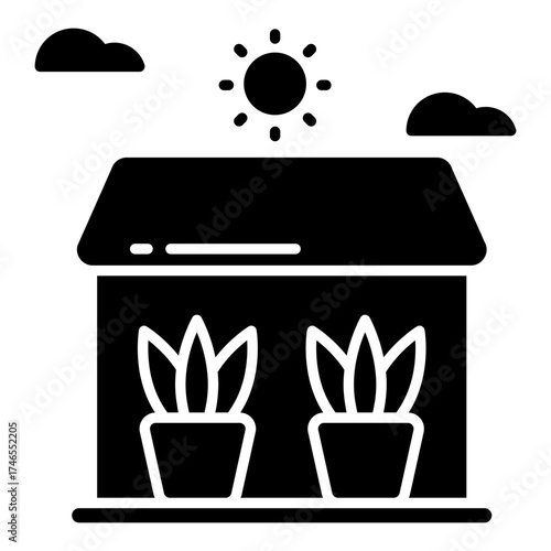 Editable design icon of greenhouse 