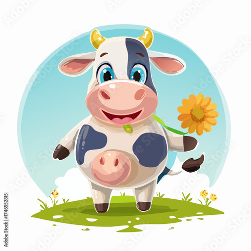 Fröhliche Kuh mit Blume