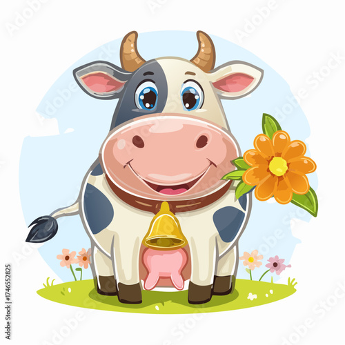Fröhliche Kuh mit Blume