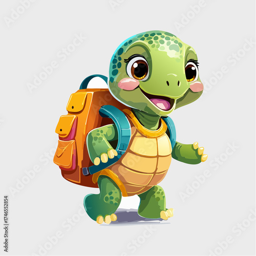 Kleine Schildkröte mit Rucksack