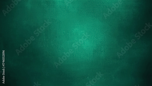 Abstract Dark teal grunge background with rough concrete texture, scratches, and faded paint. Softly lit center and dark edges with a moody, industrial, vintage, cinematic look in deep emerald tones