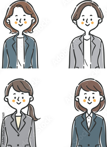 女性会社員　上半身　ベクター
