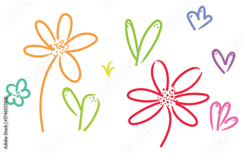 Playful flower doodles, Hand-drawn floral art, Cute simple flower sketch