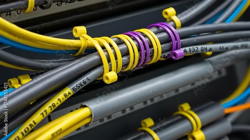 Network Cables Organized with Zip Ties in a Server Room.