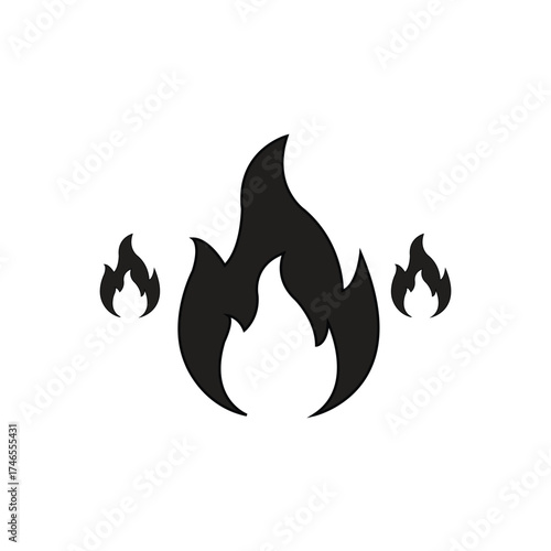 Black and white fire icon.