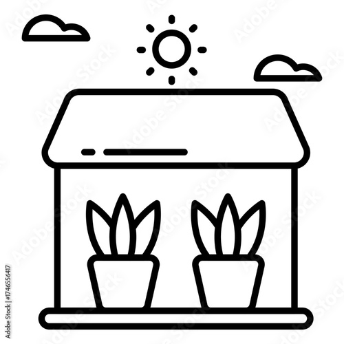 Editable design icon of greenhouse 
