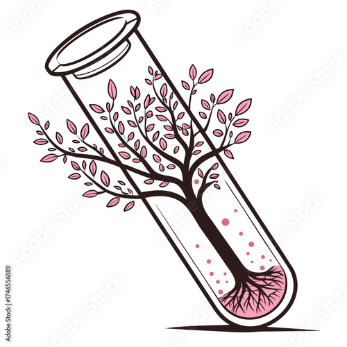 Tree growing inside a test tube
