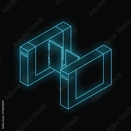 Glowing blue turnstile allowing access on dark background