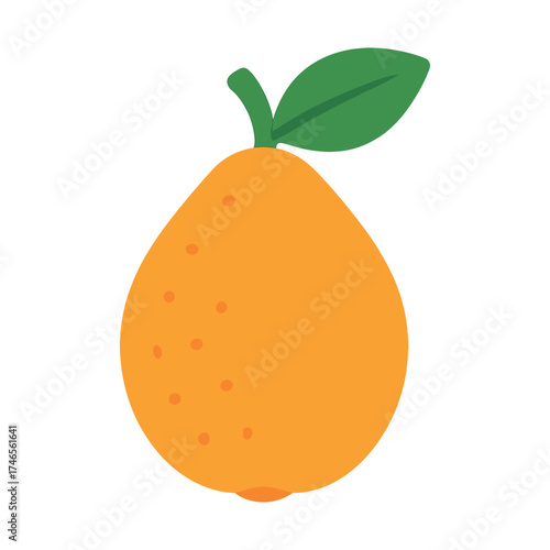 Vibrant orange fruit with green leaf on top in minimalist style