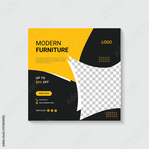 Modern furniture design social media post design template