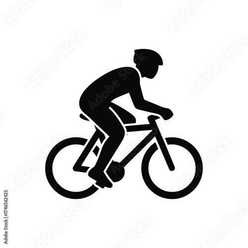 Cyclist in helmet riding bicycle sport