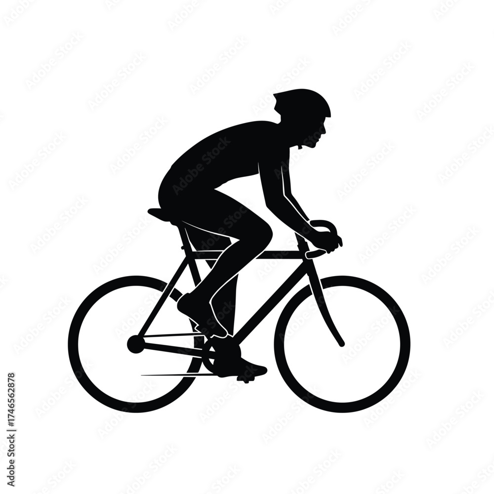 Obraz premium Cyclist silhouette on bicycle cycling sport