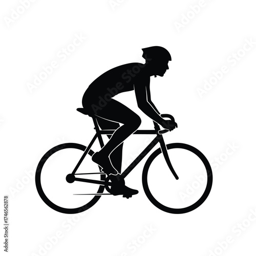 Cyclist silhouette on bicycle cycling sport