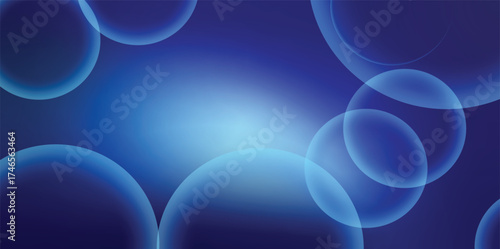 Serene Blue Abstract Bubbles of Tranquility Floating in a Gradient Sky of Deep Blues Gentle Light and Dreamy Sphere