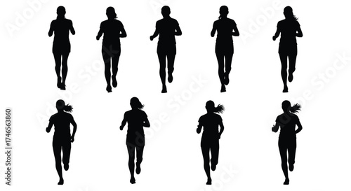 Female runners in motion running athlete