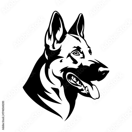 Obraz na plátně A silhouette of german shepherd dog head