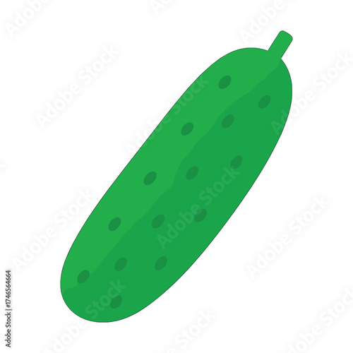 Green cucumber illustration with simple design on white background