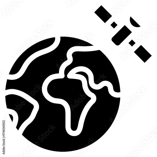 Satellite Orbiting Earth Icon